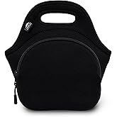 Nordic By Nature Lunch Bags For Women & Lunch Boxes For Kids Premium Insulated Lunch Box Extra Thick Neoprene, Soft Cotton Feel, Premium Stitching, Outside Pocket, Washable (M) Black