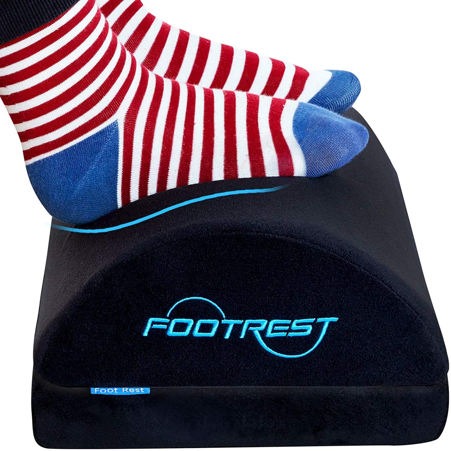 Aidu Adjustbale Foot Rest Under Desk Ergonomic Footrest Cushion|Memory Foam Footrest Pillow with Non-slip Bottom|Leg Pillow for Feet Knee Back Pain Relief|Foot Cushion for Home Office Car (Black)