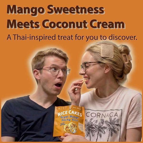 BITETUOSO THAI MANGO STICKY RICE, MINI RICE CAKES – CRISPY GLUTEN-FREE VEGAN SNACKS MADE WITH REAL MANGO & COCONUT MILK, CARAMEL COCONUT VARIETY PACK, 6 BAGS (2 OZ EACH), ALL-NATURAL INGREDIENTS