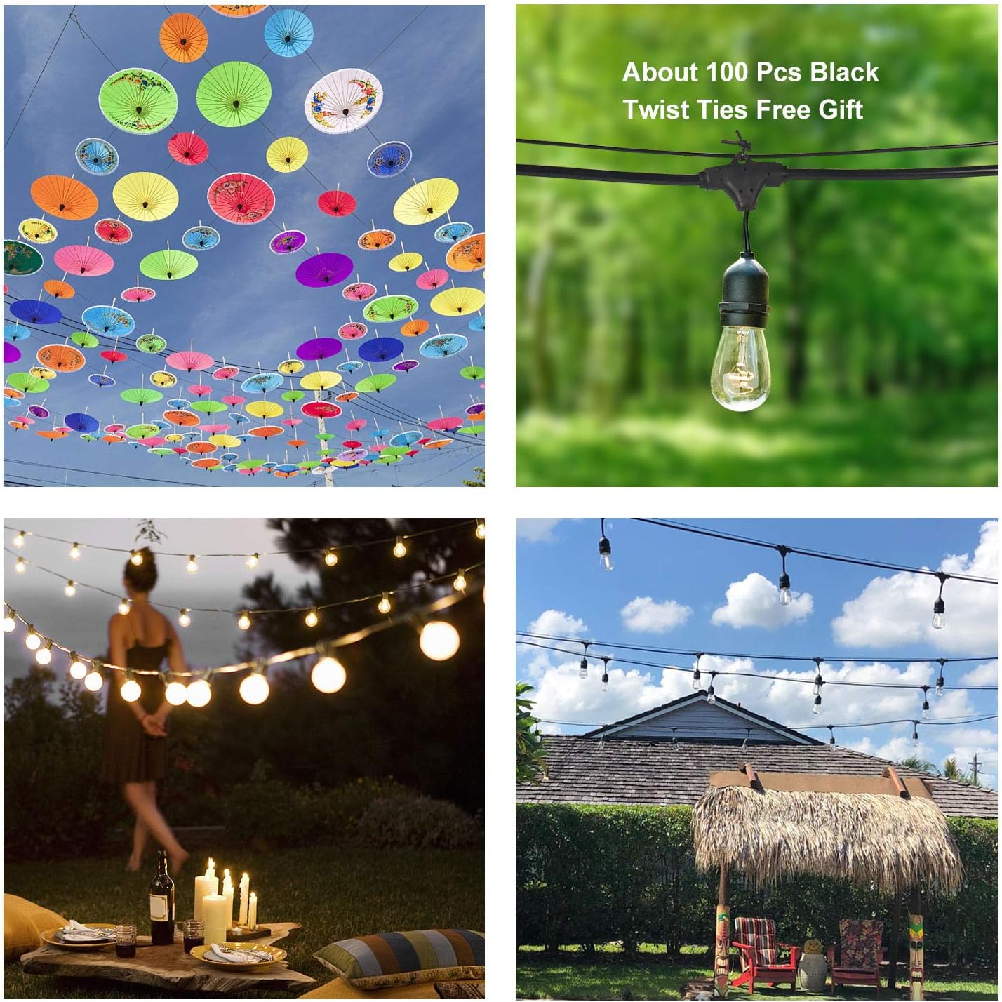 String Lights Hanging Kit, Globe String Lights Suspension Kit, Outdoor Light Guide Wire, Includ 164 FT Nylon-Coated Stainless Steel Wire Rope Cable, Turnbuckle and Hooks, Enough Accessories, Use Manual : Garden & Outdoor