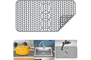 Kitchen Sink Mats Can be Sheared, JIUBAR 12”13”16”18”19”24”26”28”29”sink protectors for kitchen sink with Rear Drain or Center Drain for Bottom of Farmhouse Stainless Steel (29.5"X15Grey)