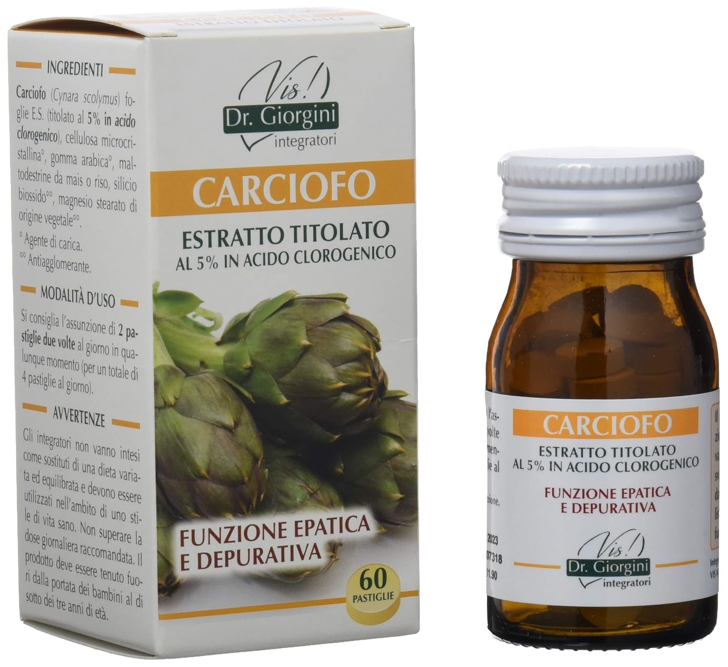 Dr Giorgini Integratore Alimentare Monocomponenti Erbe Carciofo Estratto Titolato Al 5 In Acido Clorogenico Pastiglie 30 G