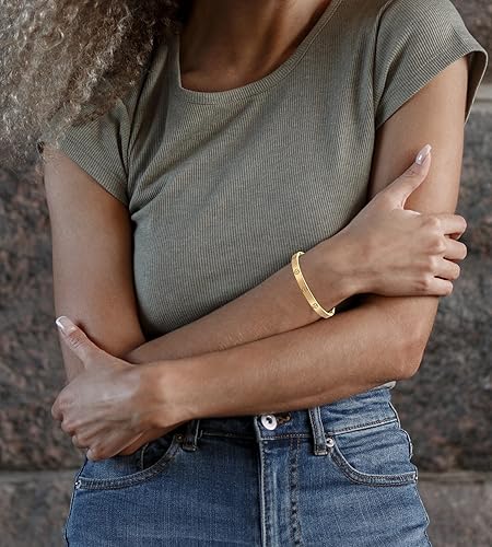 RIMRIVA 18K Gold-plated Bangle Bracelets for Women Trendy Cross