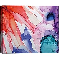 SIGNWIN Canvas Wall Art Orange, Gold, Purple and Violet Alcohol Ink Color Blocks Abstract Brushstroke Digital Art Expressionism Modern Colorful for Living Room, Bedroom, Office - 12x18 inches