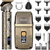 Scttomon T-Blade Hair Trimmers & Electric Shavers for Men Foil Shaver Beard Trimmer Men's Grooming Kit with Triple Blades Cordless