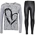 Kids Girls LOVE Printed Trendy Pink Top & Stylish Fashion Legging Set Age 7-13 Y