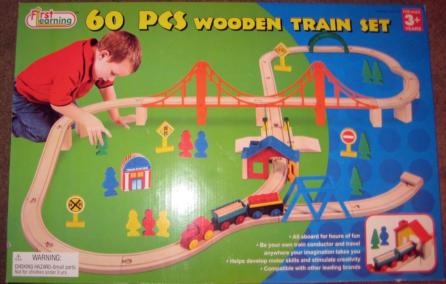 60 piece wooden train set