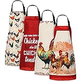 Geetery 4 Pcs Chicken Aprons for Women Rooster Print Apron Waterproof Adjustable for Kitchen Cooking