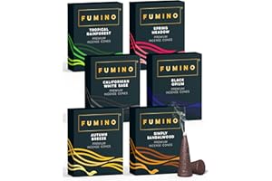 Incense Cones Fumino Fresh Multipack Essentials Bundle 6 Boxes 90 Cones Masala Agarbatti Joss Scent Fragrance for Relaxation 