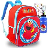 Sesame Street Backpack for Kids - Bundle with 16” Sesame Street School Backpack Plus Water Bottle, Tattoos, More | Elmo School Bag for Boys, Girls Set