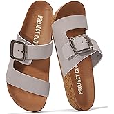 Project Cloud 100% Genuine Leather Womens Sandals – Plush Insole Sandals for Women 2026 – Lightweight & Non Slip Slides & Women Footwear with Buckle (Balanced)