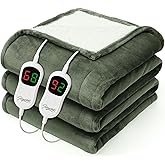Homemate Electric Heated Blanket Queen - 84"x90" Heating Bed Blankets Throw with 10 Heating Levels 8 Hours Auto Off Fast Heating Over-Heated Protection Ultra Soft Warm Flannel ETL Certified Green