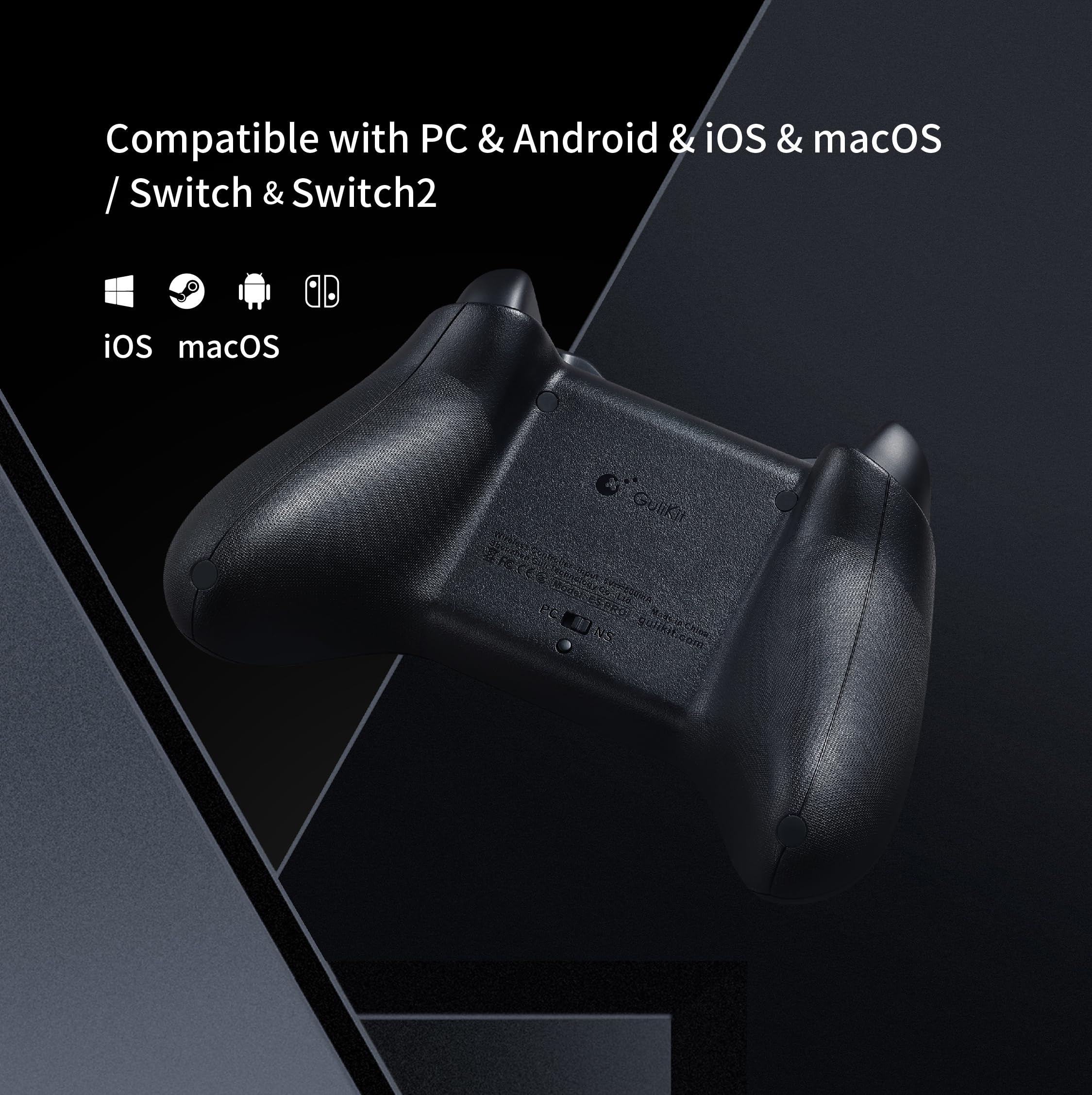 GuliKit ES PRO Fastest Wireless E-sports PC Game Controller with Lowest Wireless Latency 3.25ms, 4000-level Anti-Drift Magnetic TMR Joysticks, Compatible with Windows/Switch/Android/Switch 2 Wake-up