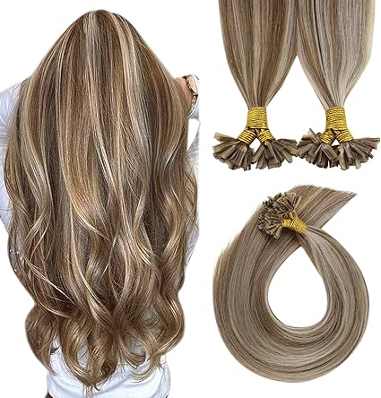 Laavoo Remy Straight Extensions Nail Tip Real Human Hair Ash Brown Highlight Light Blonde Extensions U Tip Hot Fusion Prebonded Hair Salon Style 16 Inch 50gr 1g S P8 24 Amazon Co Uk Beauty