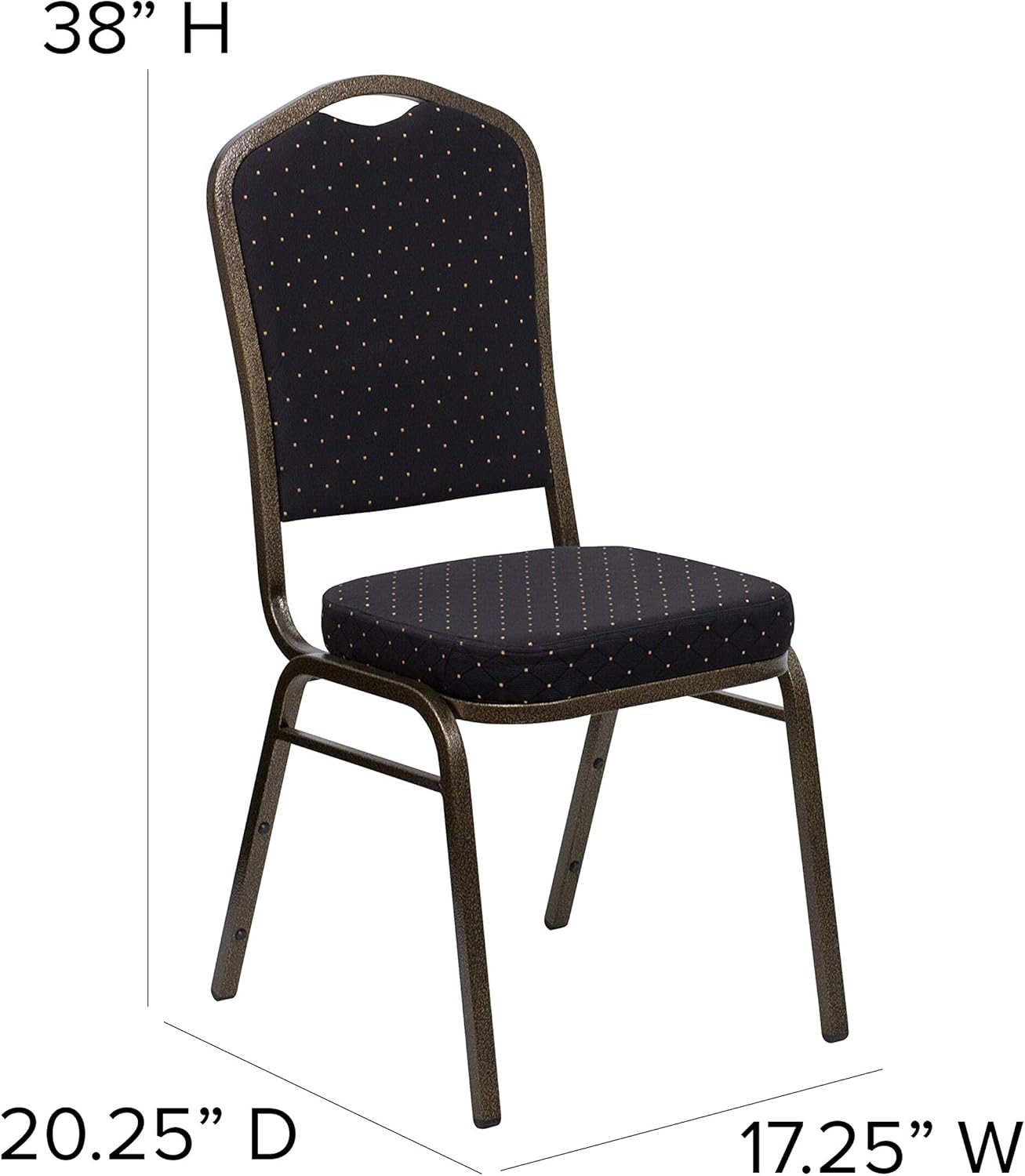 Flash Furniture HERCULES Series Crown Back Stacking Banquet Chair in Black Patterned Fabric - Gold Vein Frame: Furniture & Decor