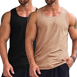 Runcati Men's Ribbed Tank Tops 2 Pack Knit