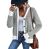 Dokotoo Women's 2026 Fashion Casual Open Front Long Sleeve Chunky Knit Striped Cardigans Sweaters Outerwear Coats