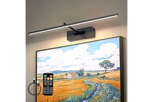 iYoee Battery Operated Picture Light with Wireless Remote 3CCT Dimmable Black Wall Art Lights for Paintings Rechargeable Home Decor Gallery Light 24’‘ Artwork Lighting for Canvas Timer Function