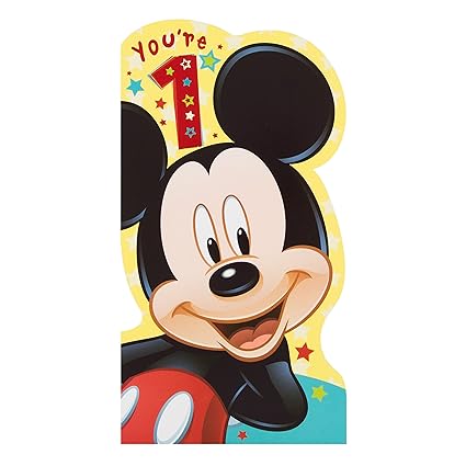 Amazon Com Mickey Mouse 1st Birthday Card Office Products