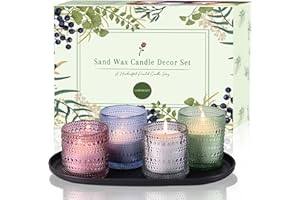 Pearled Candle Making Kit- Sand Wax Gift Set- 3.3LB Candle Sand with Wicks, 4 Pcs Glass Candle-Jars with Plastic Tray, 40ml F