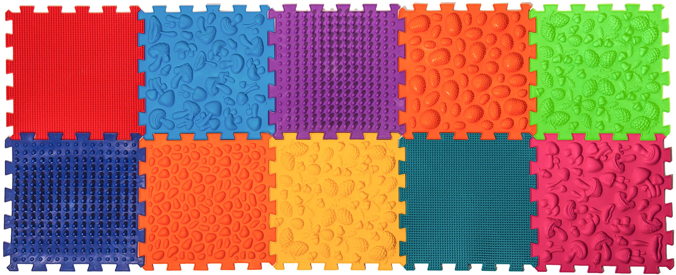 Foot Massage Set Orthopedic Sensory Floor Game Mats for Kids Flat Feet Prevention by Ortek 10 Elements