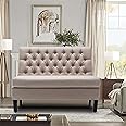 Andeworld Modern Loveseat Settee Button Tufted Sofa Couch Upholstered Banquette Dining Bench High Back Living Room Funiture,Khaki