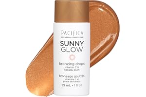 Pacifica Sunny Glow Liquid Face Bronzer Drops - Face Makeup Bronzing For Face & Cheeks for Instant Sun-Kissed Glow - Vitamin C & Glycolic Acid Infused Liquid Bronzer Illuminating Highlighting Clean