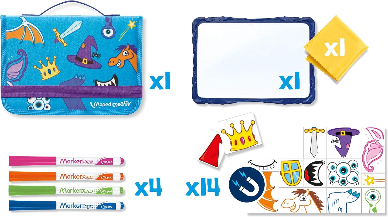 Maped Creativ Travel Board Knights and Princess Theme Fun Activity Kit for Kids 4+, Various Colors, Compact - Image 3