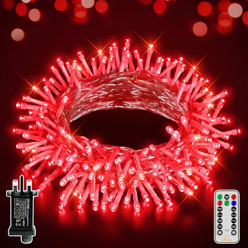 Ollny 10m 100 LED Red Fairy Lights Outdoor Waterproof with Remote