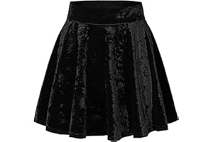 Urban CoCo Women's Vintage Velvet Stretchy Mini Flared Skater Skirt