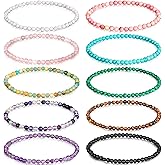 Henoyso 10 Pieces 4mm Mini Gemstone Energy Bracelets Natural Gemstone Handmade Crystal Beaded Power Stretch Bracelet Unisex Couple Bracelets, Turquoise