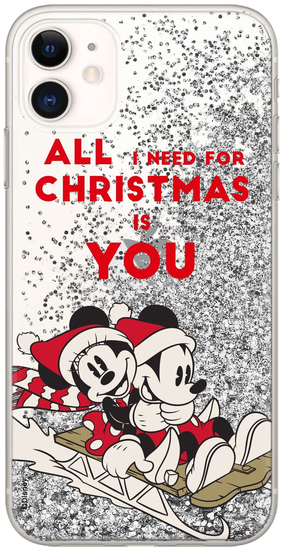 ERT GROUP mobile phone case for Apple Iphone 11 PRO original and officially Licensed Disney pattern Mickey & Minnie 015 optimally adapted to the shape of the mobile phone, with glitter overflow effect