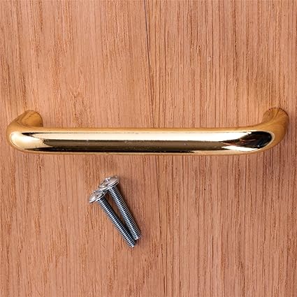 4x Polished Brass D Shaped Handles 96mm Stylish Kitchen Cupboard