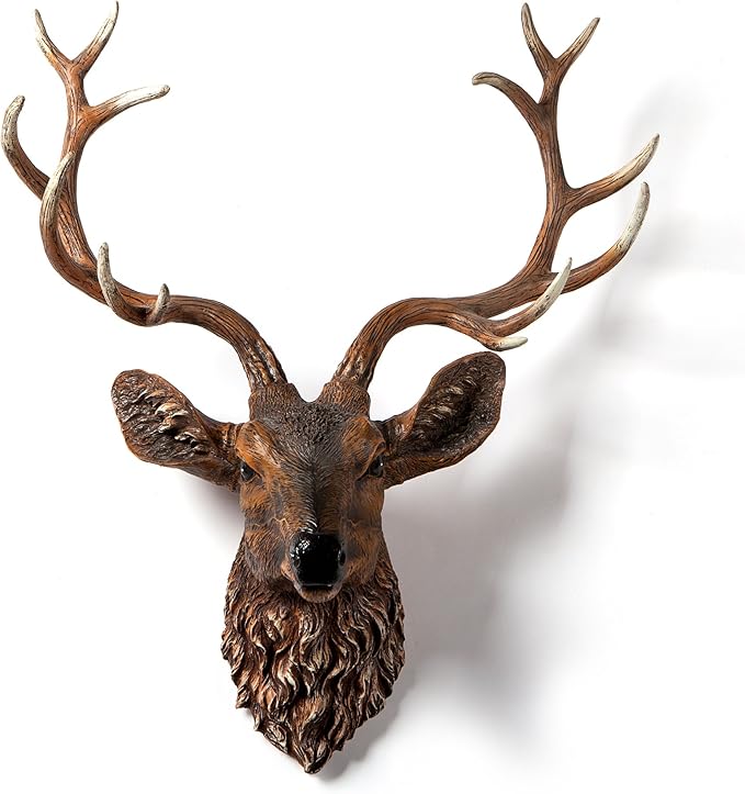 Yun&Lin Crafts YL Crafts Big Removable Stag Buck Antler Fake Deer Head Resin Wall
