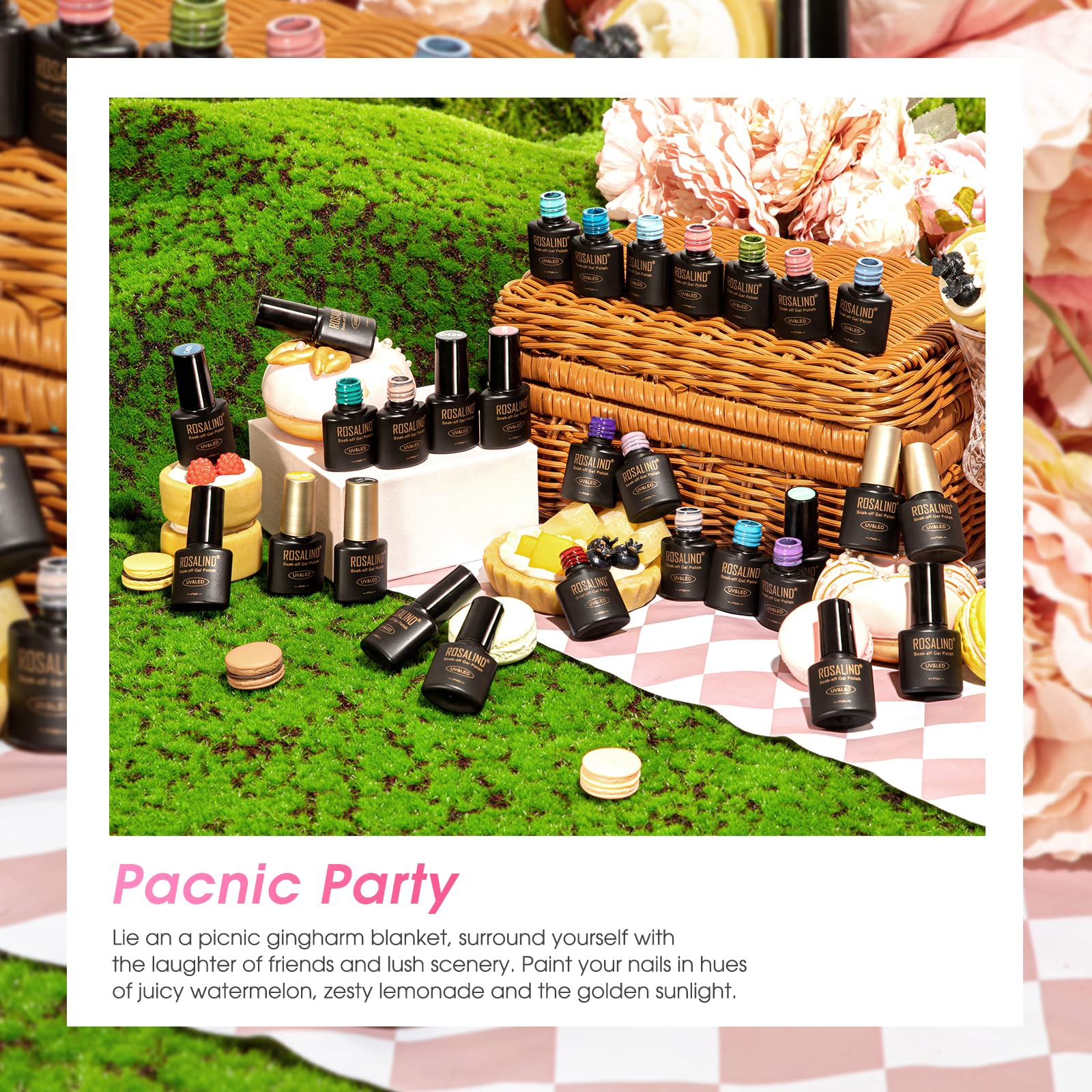 ROSALIND 30pcs Gel Nail Polish Set, 26 Colors Gel Polish with 4Pcs Base and Glossy Matte Glitter Top Coat All Seasons Nude Blue Red Nails art Kit DIY Salon at Home - Image 6