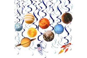 Space Party Decorations, Kaluofan 30Pcs Space Birthday Decorations, Hanging Planet Swirls Party Decor Supplies, Space Themed Birthday Party Planet Decorations, Galaxy Room Decor Space Room Decor