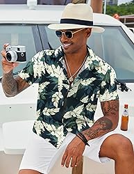 COOFANDY Mens Beach Shirt Aloha Short Sleeve