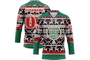 Custom Christmas Camo Hockey Jersey, Personalized Hockey Uniform with Printed Name, Number & Logo for Men Women Youth