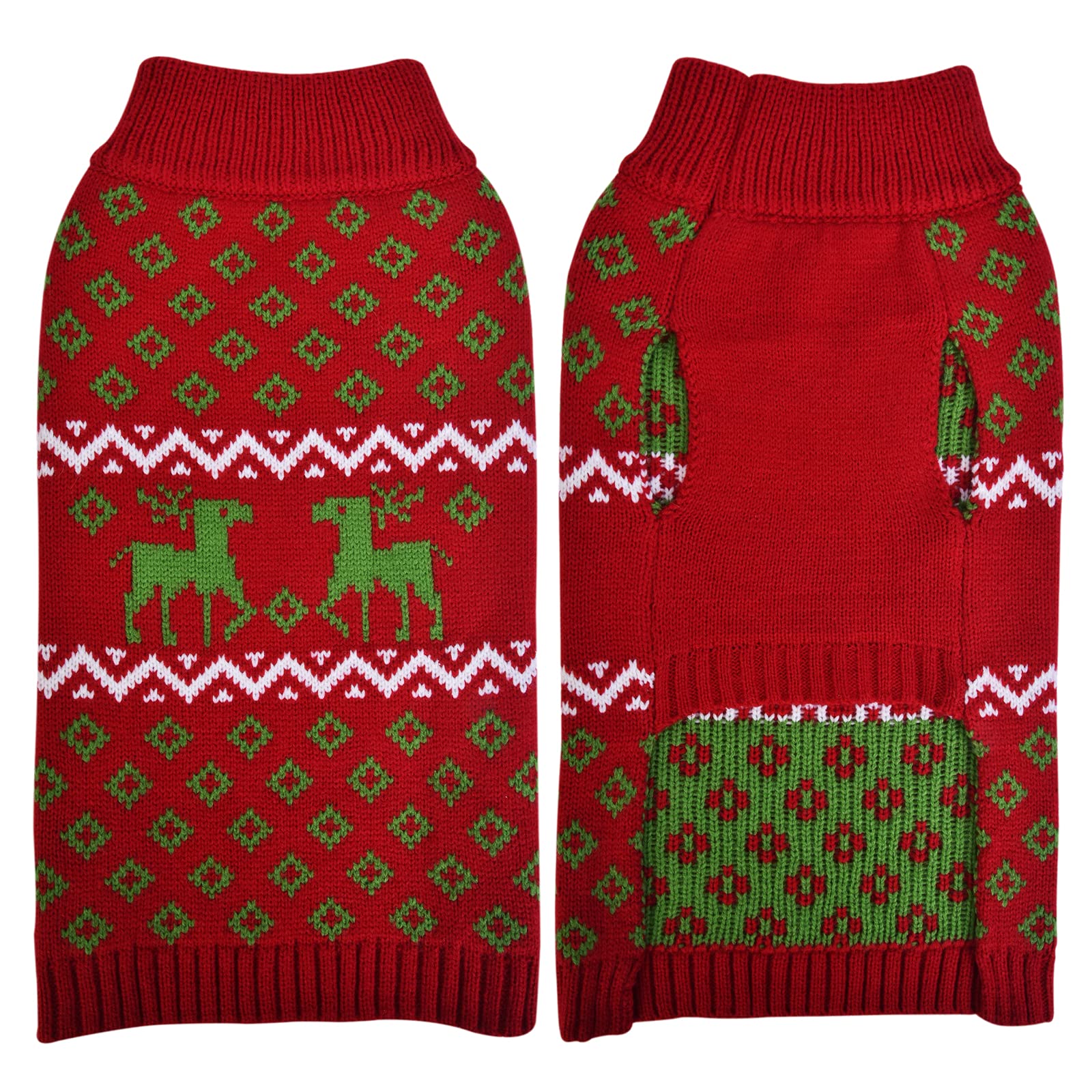LuzPet Red Dog Christmas Jumper, Xmas Dog Jumpers Knitted Outfits Warm Sweater Dog Costumes, for Large Breed Dogs, Whippet, Bulldog, XL Size