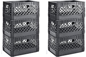 Muscle Rack PMK24QTB-3 24 quart 3 Pack black Heavy Duty Rectangular Stackable Dairy Milk Crates , 11" Height, 19" width (2 X 3 Pack)