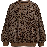 SweatyRocks Girl's Crewneck Sweatshirt Long Sleeve Leopard Print Sweatshirt Pullovers Tops