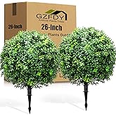 GZFDY 26-Inch Artificial Topiary Boxwood Ball Trees (Set of Two) – Lifelike, UV-Resistant Decor for Indoor & Outdoor Use – Enhance Your Space with Vibrant Greenery
