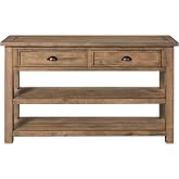 Martin Svensson Home Monterey Solid Wood Sofa Console Table, Natural | Farmhouse Style, Pine Wood, Two Drawers, Two Open Shelves for Storage