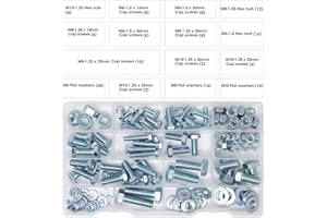T.K.Excellent Hex Bolts M6 M8 M10 and Hex Nuts and Washers Set Kit,Nuts and Bolts Assortment Kit, Assorted Nuts and Bolts, Nut Bolt and Washer Assortment 128 Pcs