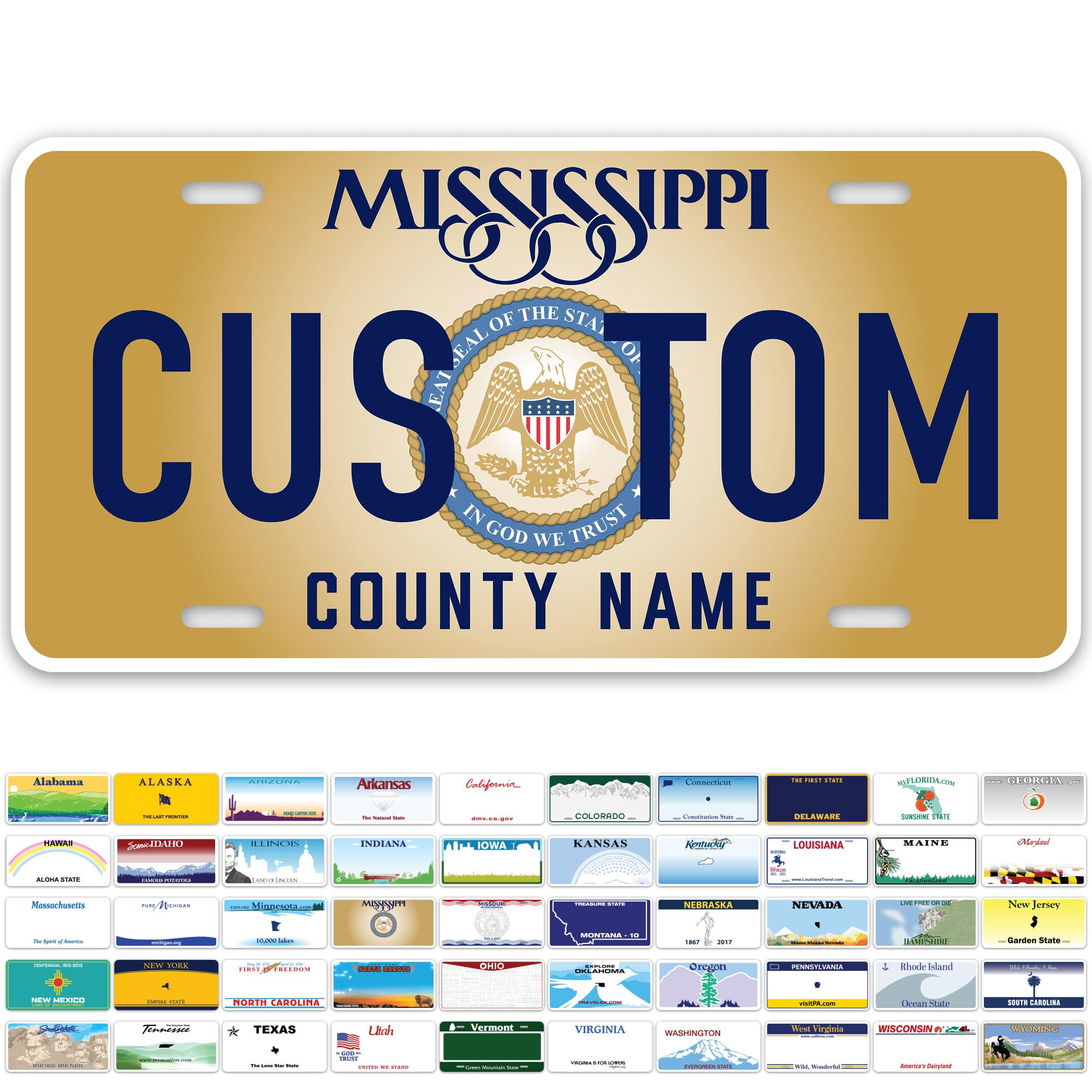 Custom Mississippi License Plate, Personalized