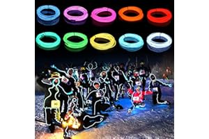 melndiea EL Wire 10 Pack-9.8ft Portable Neon Rope Lights Strip-Wearable Battery Pack Body Light-360°Illumination-Super Bright-Cuttable-DIY for Halloween Christmas Festival Party Bar Cosplay Costume