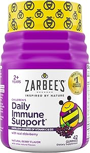 Zarbee’s Kids Elderberry Immune Support Supplement Gummies, Vitamins A C D3 E & Zinc, Elderberry Extract, Gluten & Gelatin Fr