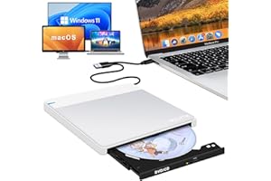 NOLYTH External CD Drive for Mac: USB 3.0 & Type-C Portable DVD Player Burner for Laptop Windows 11 MacBook PC with SD/TF/2 U