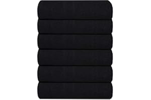 Pristine Linen Bath Towels Black 6 Pack 24x48 Bath Towels, 100% Cotton, Towels for Bathroom, Quick Drying, Hotel Pool Gym Towels for Spa, Lightweight Every Day use Large Towels