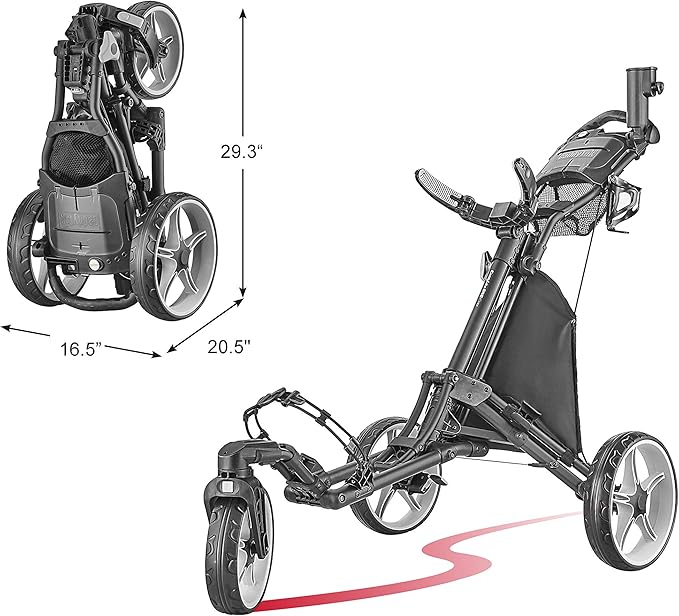 tourmade Caddytek EZ Quickfold V8 Swivel 3 Rad Golf Push Trolley